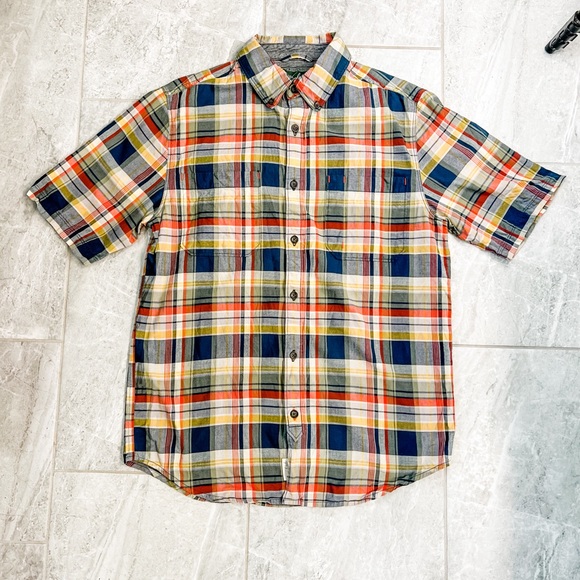 Woolrich Multicolor Plaid Short Sleeve Collared Button Down Shirt Size Medium - Picture 5 of 8
